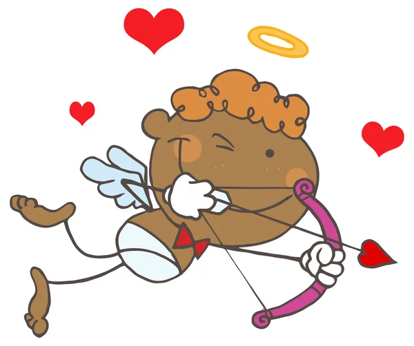 Cartoon cupid met pijl en boog — Stockvector