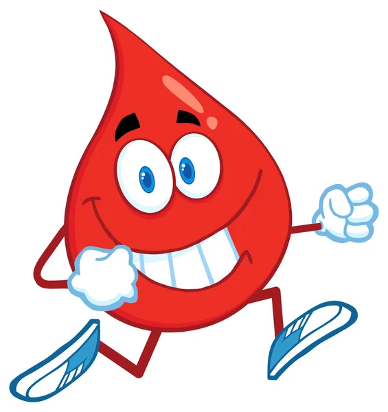 Blood Drop Character Running — Stock Vector