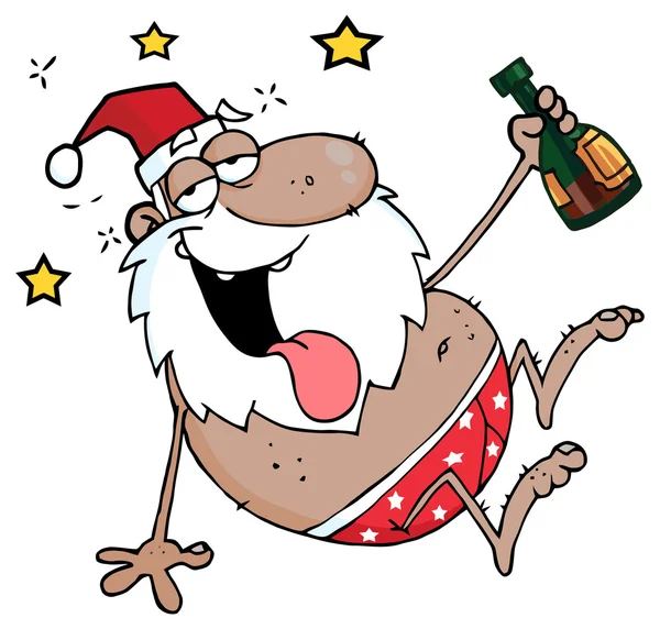 卡通喝醉了圣诞老人 — 图库矢量图片