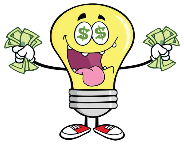 Geld liefdevolle Light Bulb — Stockvector