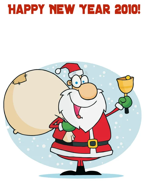 Santa Claus con bolsa de regalos — Vector de stock