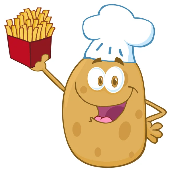 Chef de patata con papas fritas — Vector de stock