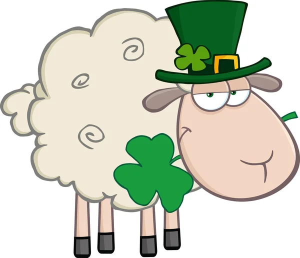 Irish Sheep Carrying A Clover — Stock Vector