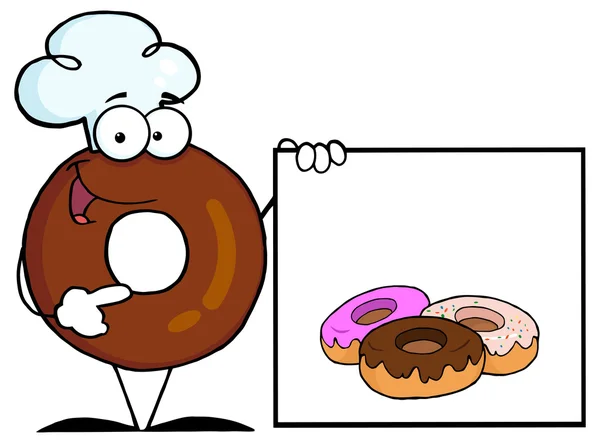 Cartoon donut chef in hat — Stock Vector