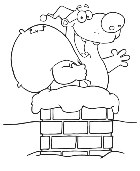 Ours de dessin animé Père Noël claus avec des cadeaux — Image vectorielle