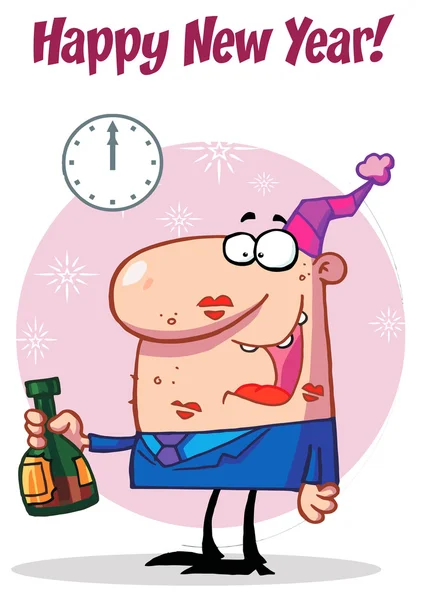 Man Celebrating Happy New Year — Stock Vector