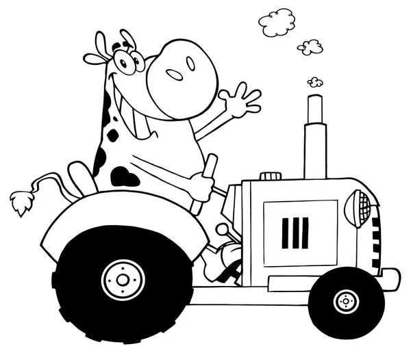 Фермерская корова в тракторе — стоковый вектор