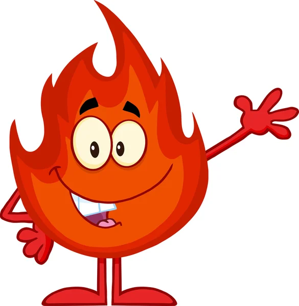 Fuego feliz de la historieta mascota — Vector de stock