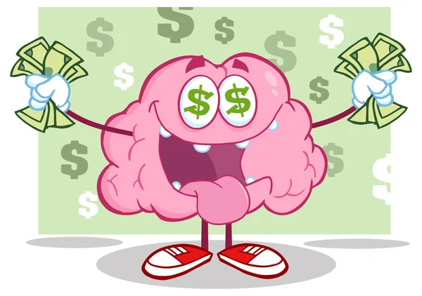 Money Loving Brain — Stock Vector