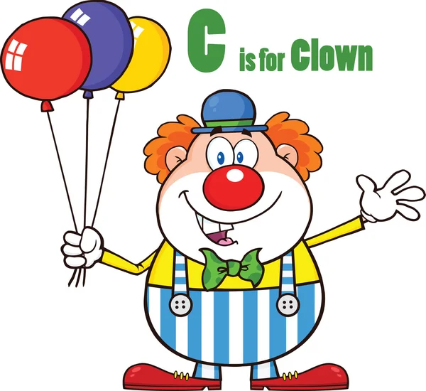 Clown Cartoon Character With Balloons — Stock Vector