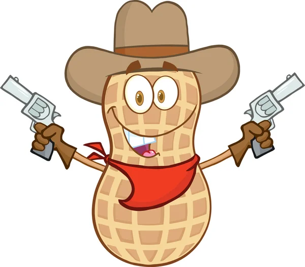 Smiling Peanut Cowboy Cartoon — Stock Vector