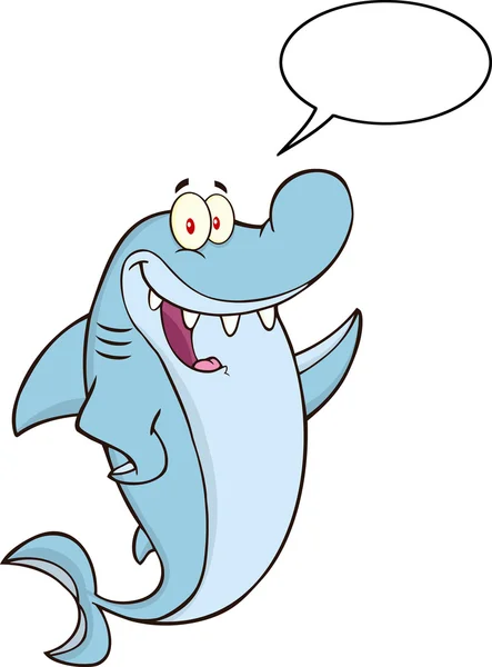 Shark Waving With Speech Bubble. — Stock Vector