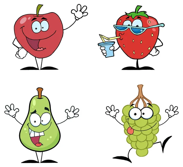 Personajes de dibujos animados de frutas — Vector de stock