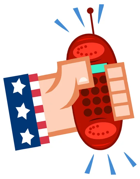 Красный мобильный телефон звонит — стоковый вектор