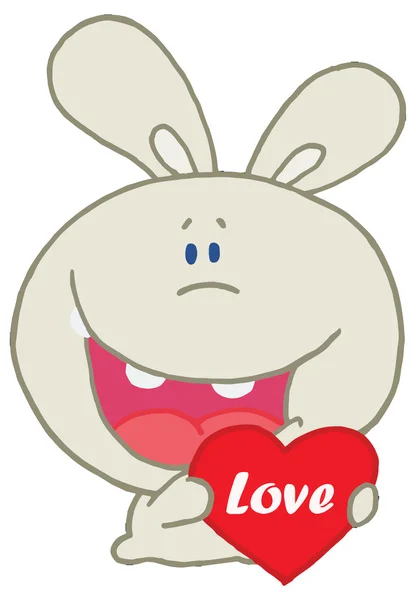 Cartoon rabbit with heart — Stock Vector