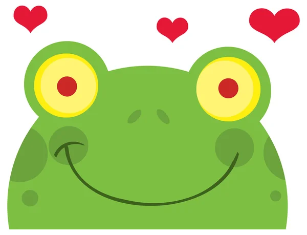 Grenouille heureuse avec des coeurs — Image vectorielle