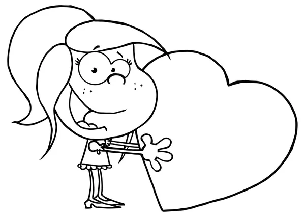 Cartoon meisje met hart — Stockvector