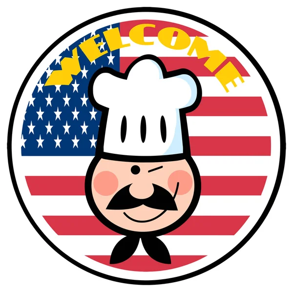 Cartoon chef with USA flag — Stock Vector