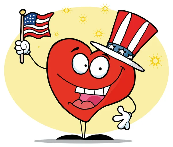 Cuore del fumetto con bandiera americana — Vettoriale Stock