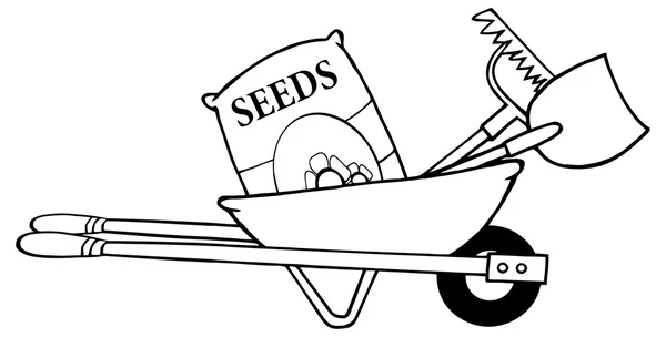 Barrow esboço com sementes — Vetor de Stock