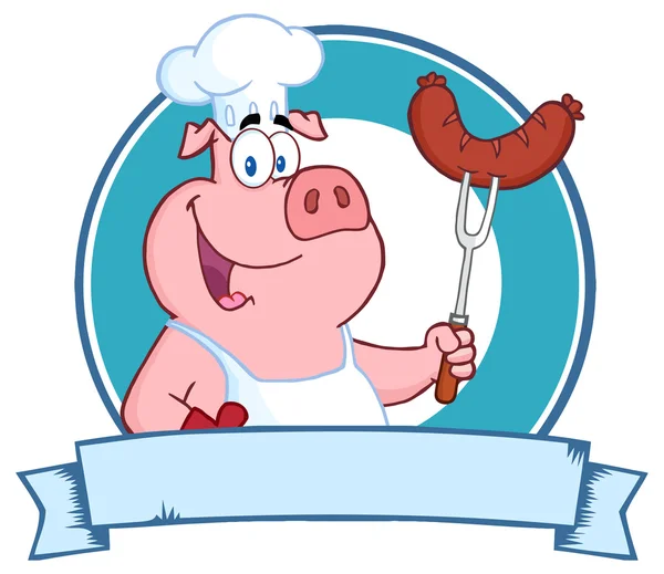 Chef de cerdo feliz — Vector de stock