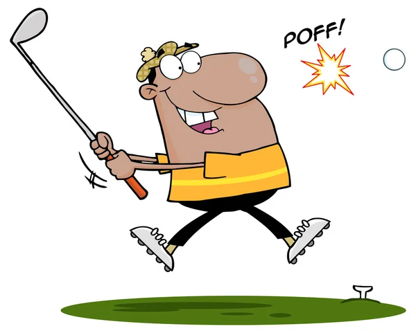 Golfista golpeando pelota de golf . — Vector de stock