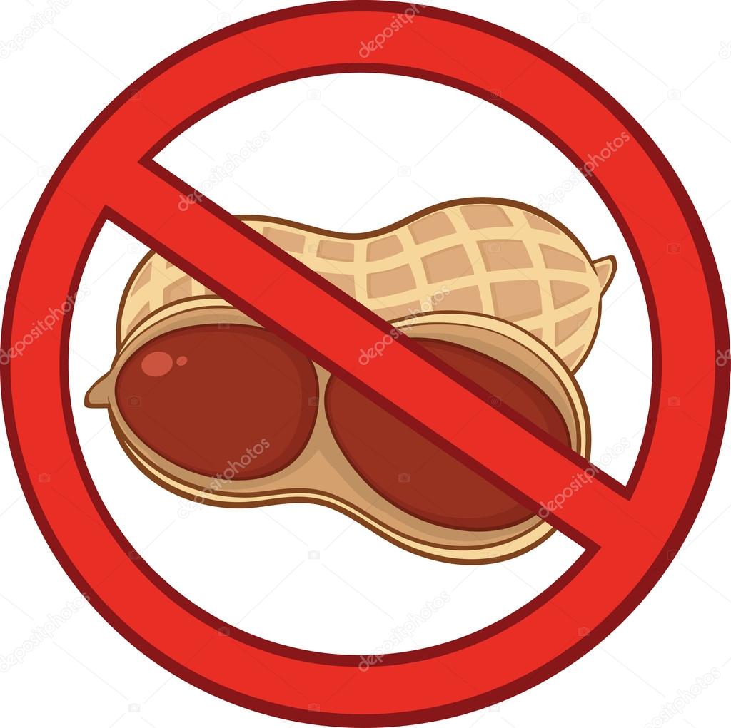 Cartoon Stop Peanut  Sign isolated on white