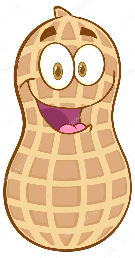 Peanut Cartoon Character isolated on white