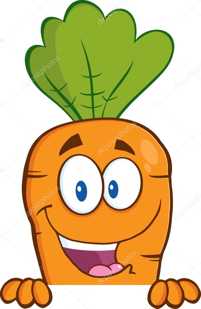 Happy Carrot Over Blank Sign.