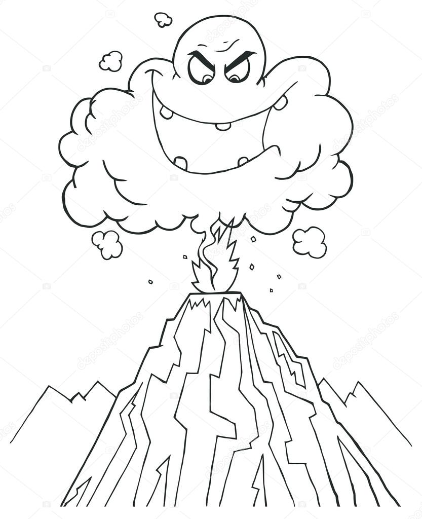 Volcano With Cloud character
