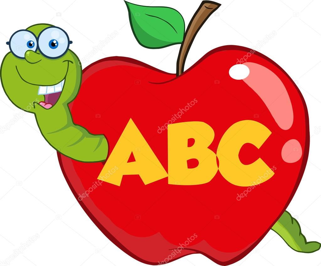 Happy Worm In Red Apple