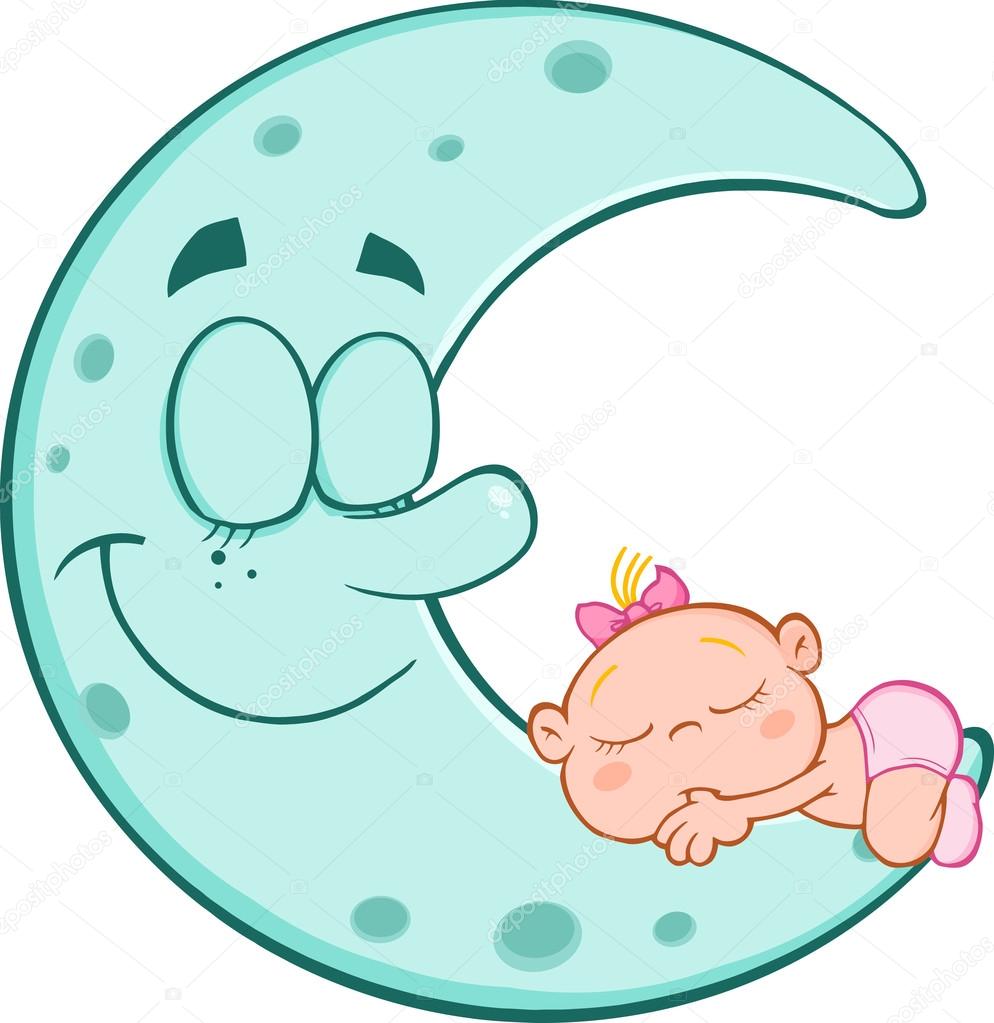Baby Girl Sleeps On  Moon