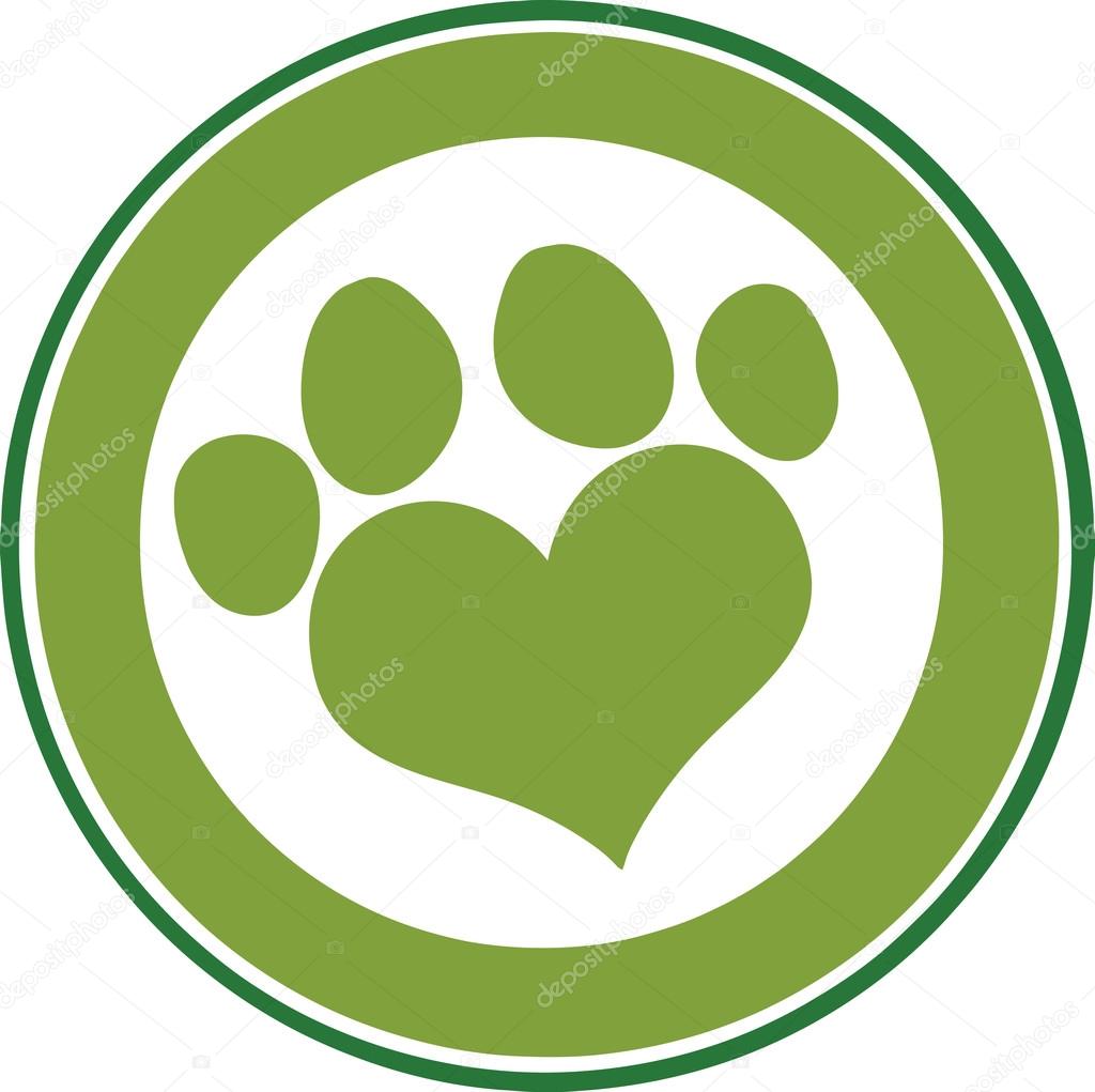 Love Paw Print Green Circle