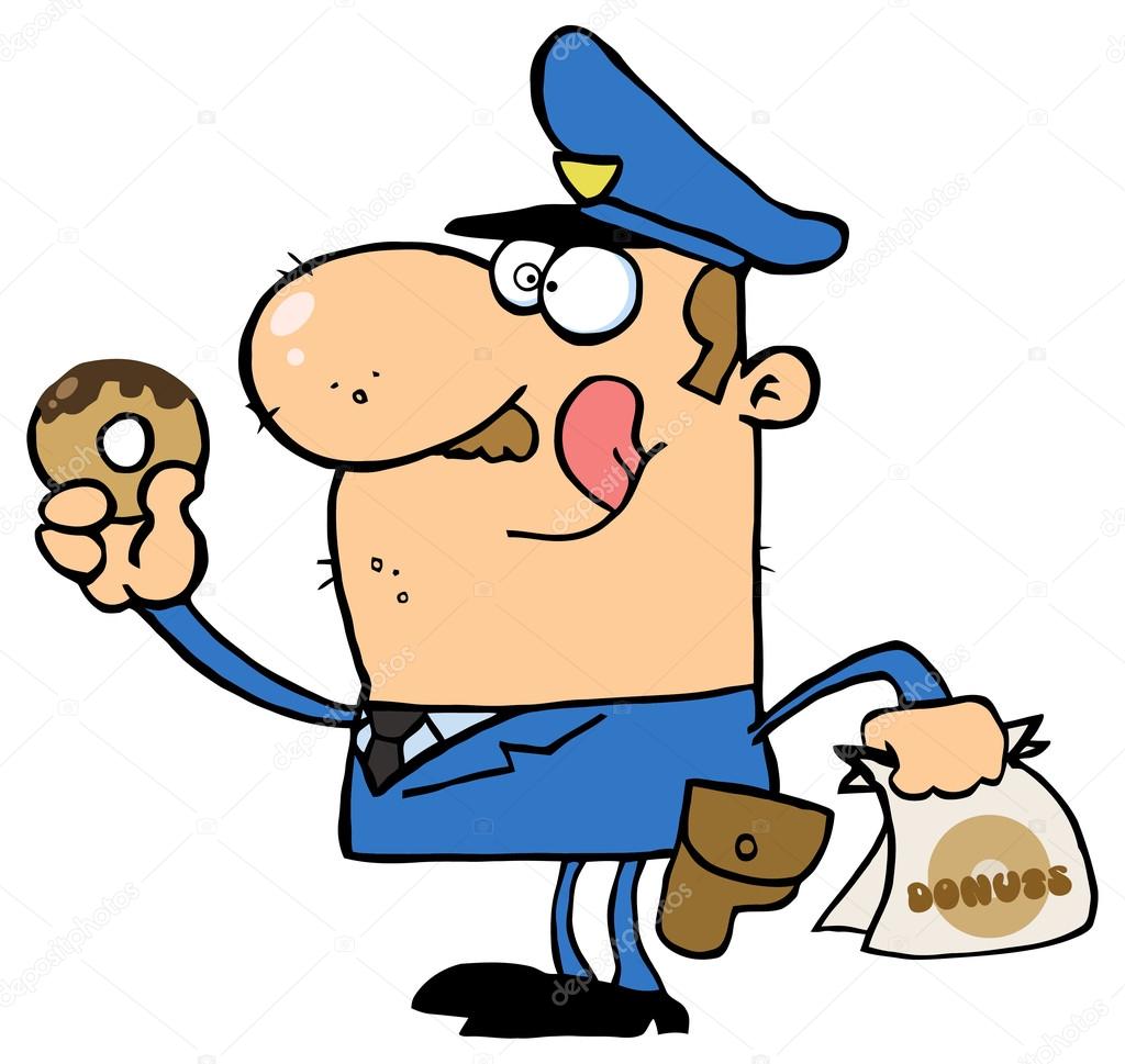 cartoon Policeman with Donut