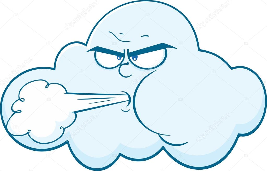 Cloud With Face Blowing Wind