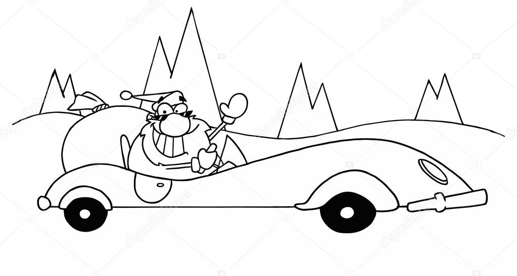 Santa Driving A Convertible