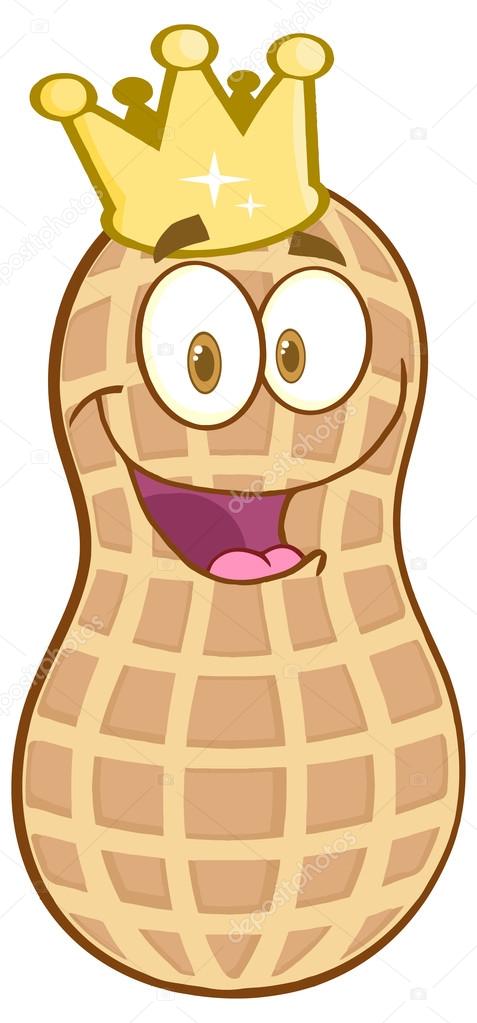 Peanut Cartoon Character With Golden Crown
