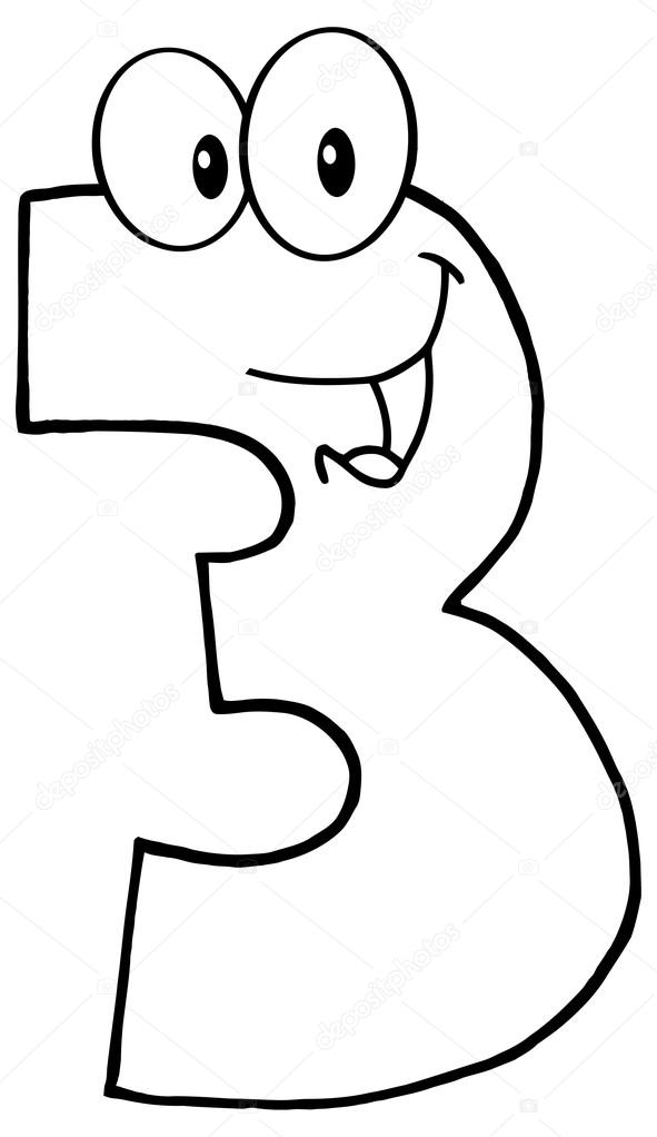 Outlined Number Three Funny Cartoon Mascot Character Stock Vector Image by  ©HitToon #61085243