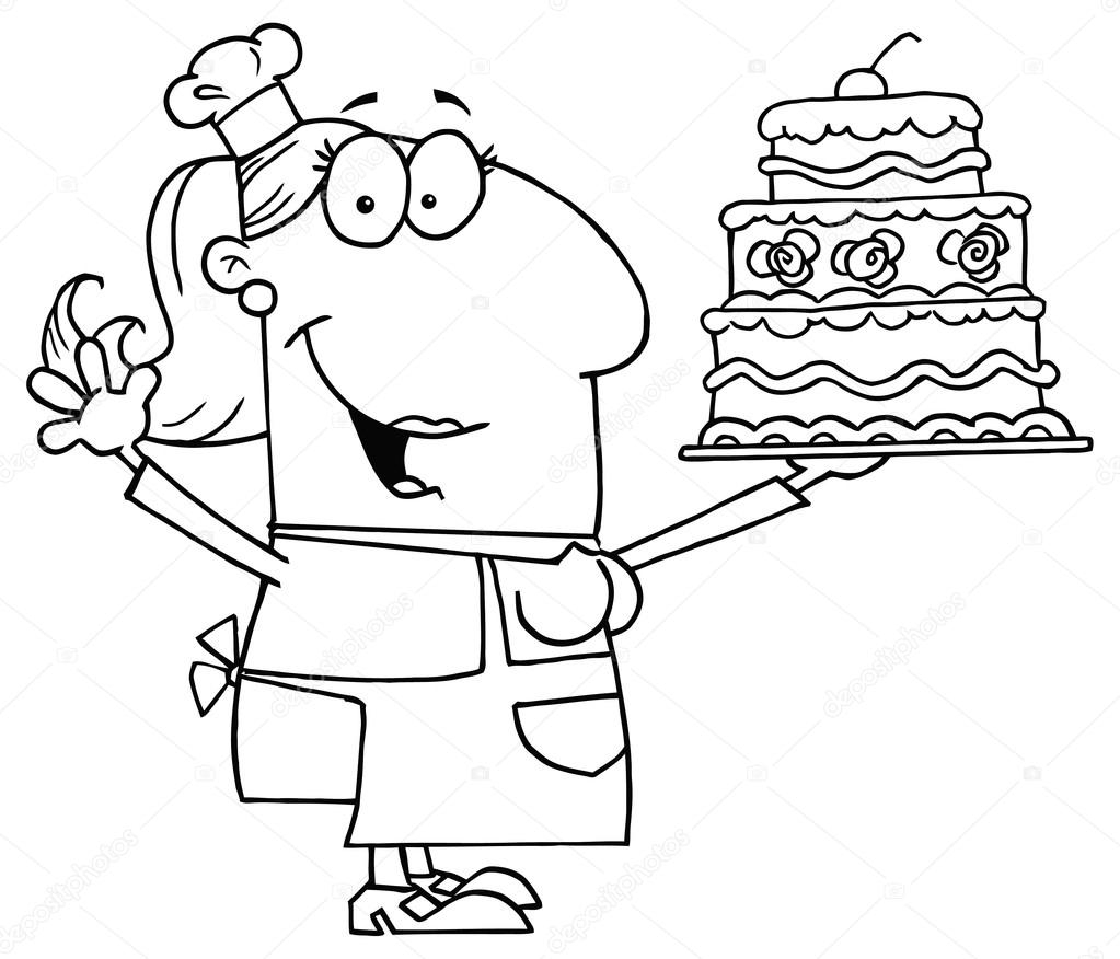 Cartoon vrouw met cake — Stockvector © HitToon #61085613