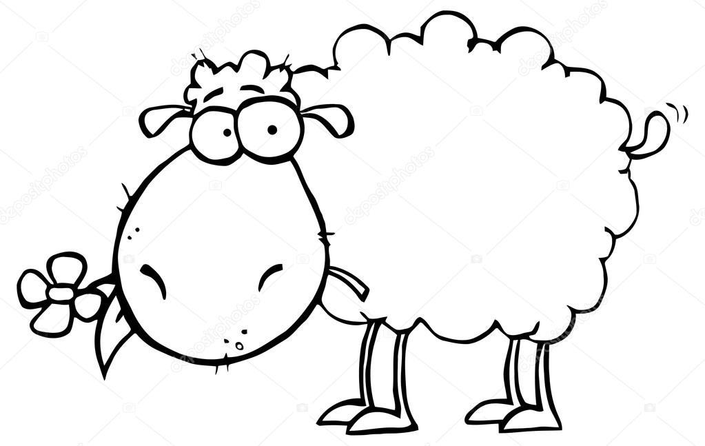 White Sheep Cartoon Character