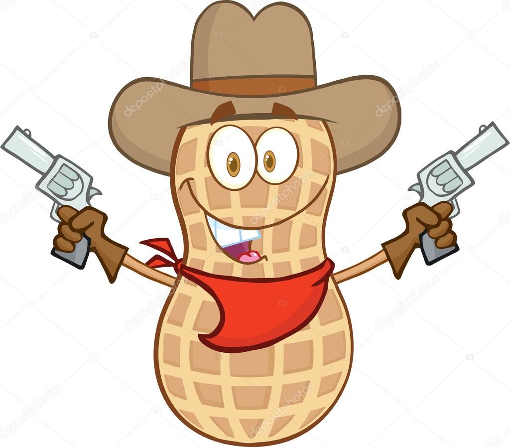Smiling Peanut Cowboy Cartoon