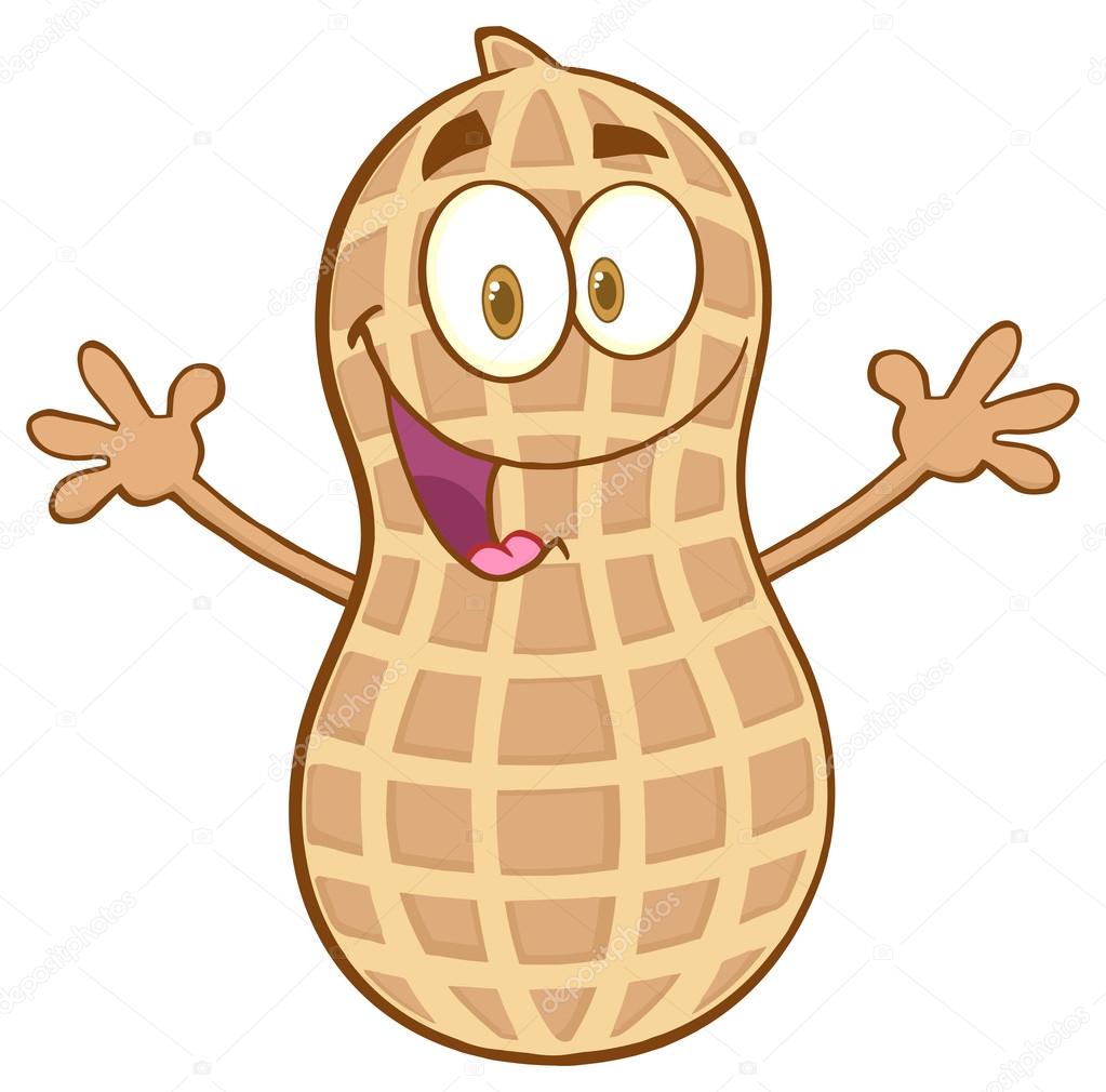 Peanut Cartoon Character With Welcoming Open Arms