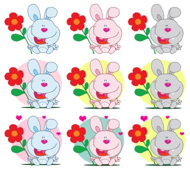 karikatür mutlu tavşan