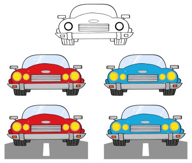 Çizgi film arabası seti