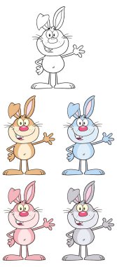 karikatür tavşan, tavşanlar seti