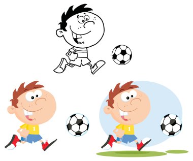çocuğun futbol topu ile çalışan.