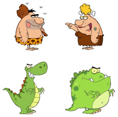 Tarih öncesi insan kadın ve dinozor