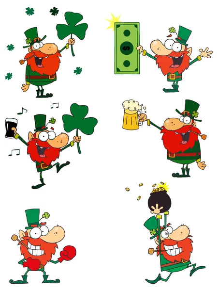 Cartoon Happy Leprechauns — Stock Vector