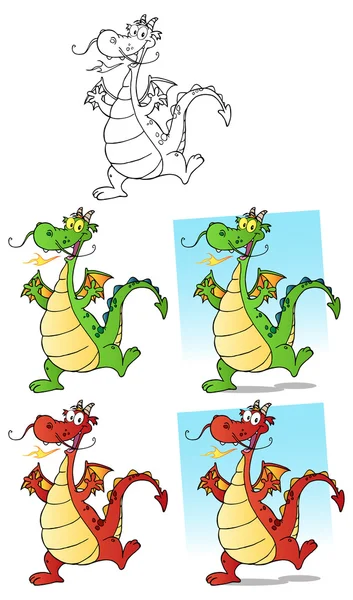 Personaje de dragón de dibujos animados — Archivo Imágenes Vectoriales