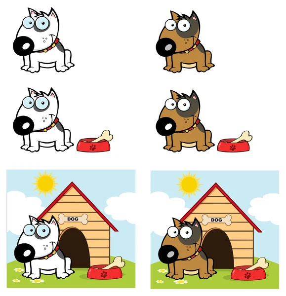 Juego de perros de dibujos animados — Vector de stock